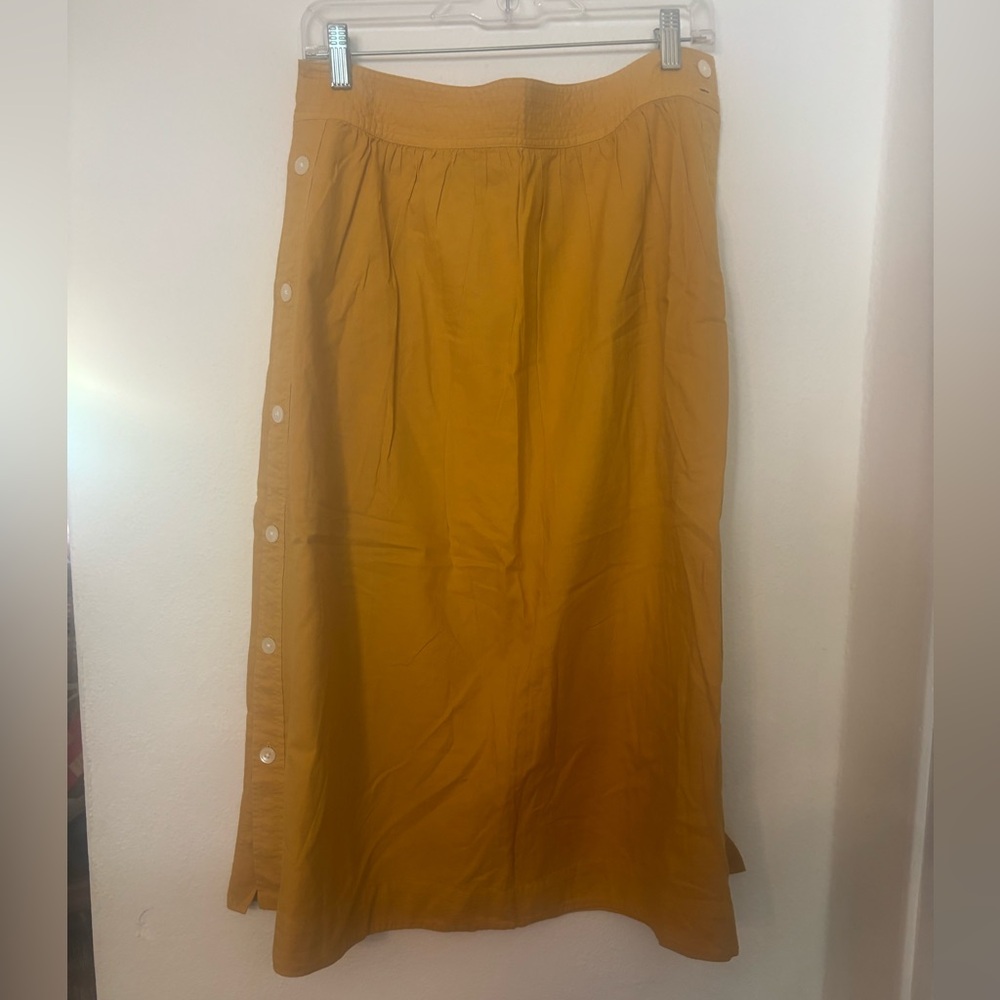 Womens Mustard Button-Accent Maxi Skirt